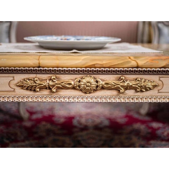 Wood White Coffee Table with Onyx Top For Sale - Image 7 of 7