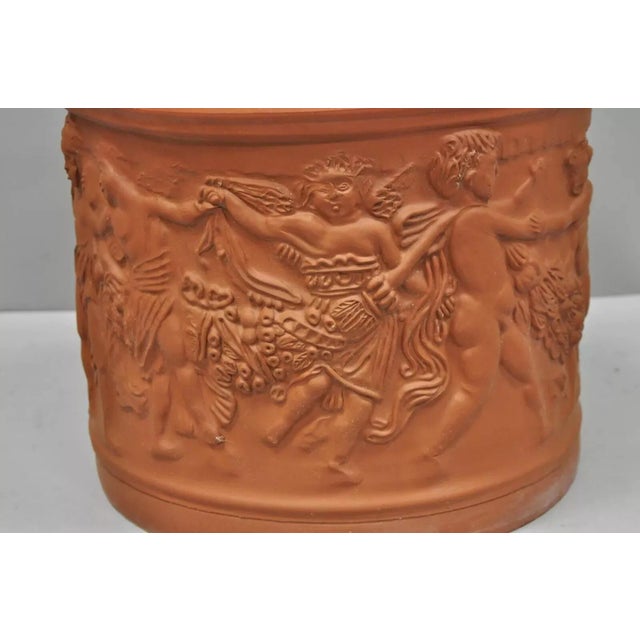 Neoclassical Mid 20th Century Large Italian Bitossi Red Terracotta Cherub Putti Garden Planter For Sale - Image 3 of 12