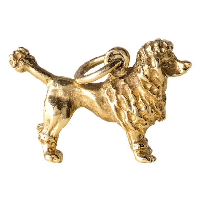 Mid 20th Century Vintage Poodle Dog Pendant Charm 18k Yellow Gold For Sale