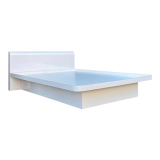 1990s Postmodern White Formica Floating Queen Bedframe For Sale