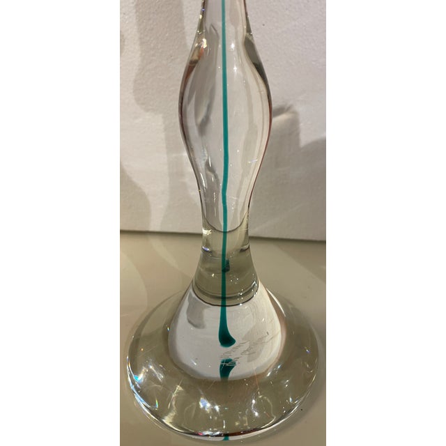 Rare Set of 6 Signed Vintage Gino Cenedese Murano Sommerso Glass Candlesticks For Sale - Image 13 of 15
