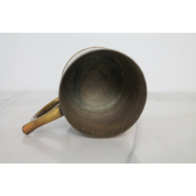 Copper Vintage Mexican Art Hammered Copper & Brass Mayan / Aztec Calendar Mug. For Sale - Image 8 of 9