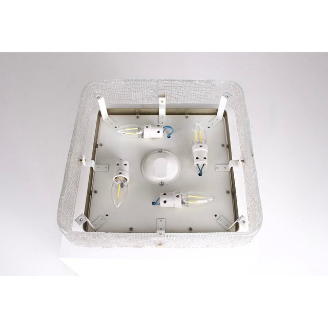 1970s Square Ceiling Light in Textured Glass, 1970s For Sale - Image 5 of 6