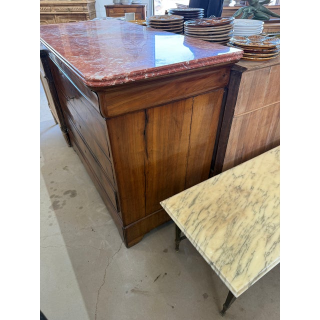 19th Century Louis Philippe Walnut Marble Top Chest of Drawer / Commodes For Sale - Image 9 of 12
