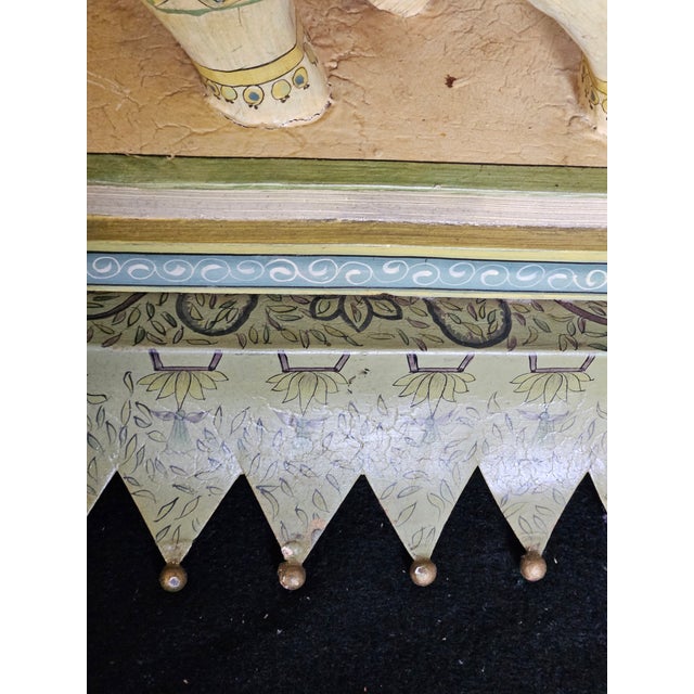 Wood Chic and Stylish Painted Tole Elephant Side Table With Hand Painted Paisley Decoration For Sale - Image 7 of 7