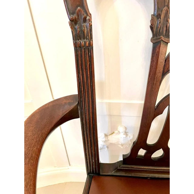 Antique Victorian Carved Mahogany Desk Chair For Sale - Image 4 of 16