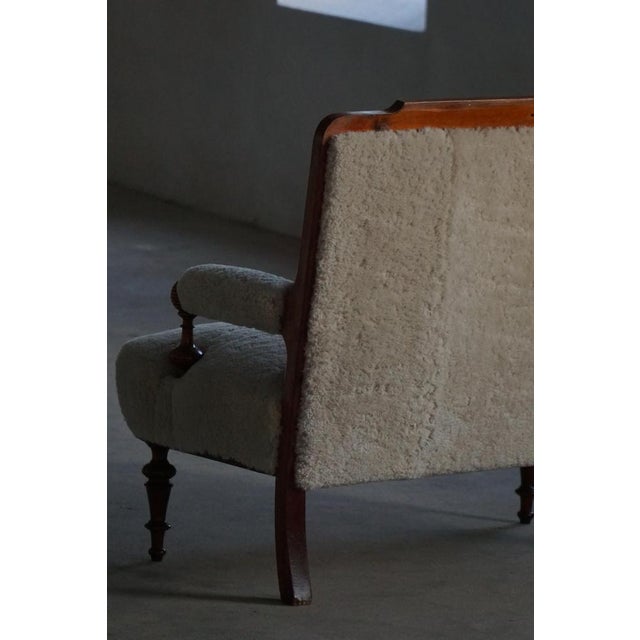 Danish 2-Seater Seater Sofa in Shearling Lambswool and Wood, 1930s For Sale - Image 18 of 18