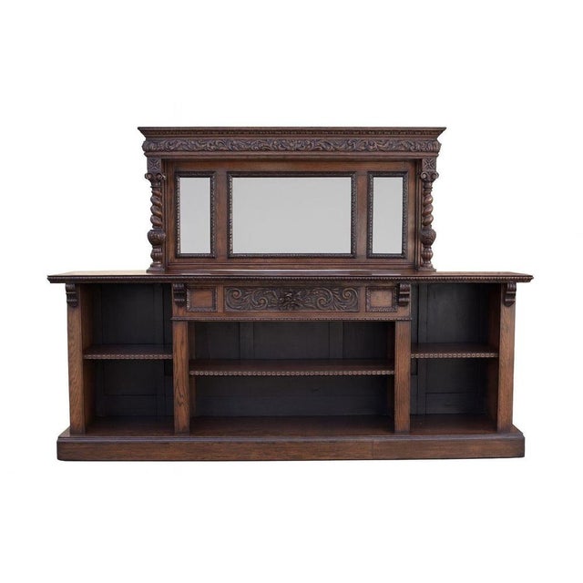 Victorian Carved Oak Front and Back Bar, 1880, Set of 2 For Sale - Image 3 of 18