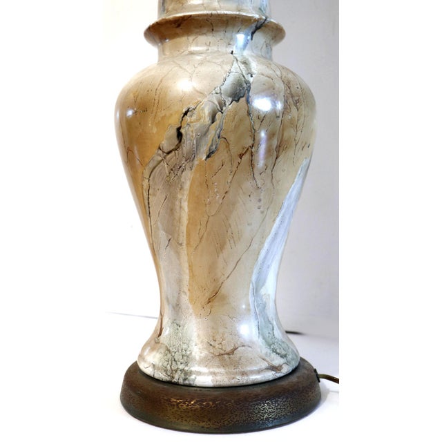 Mid 20th Century Vintage Mid 20th Century Marbelized Glass Table Lamp and Shade For Sale - Image 5 of 13