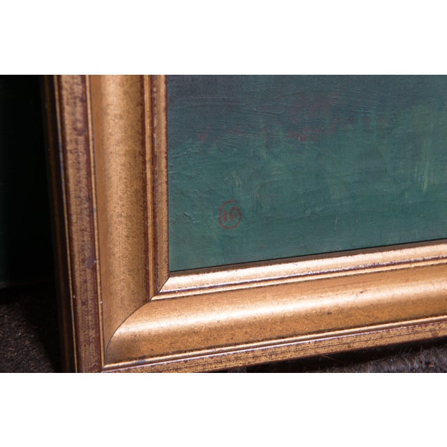 Green Late 19th Century Framed Napoleon III Era Oil on Canvas Painting of French Chateau Landscape For Sale - Image 8 of 13