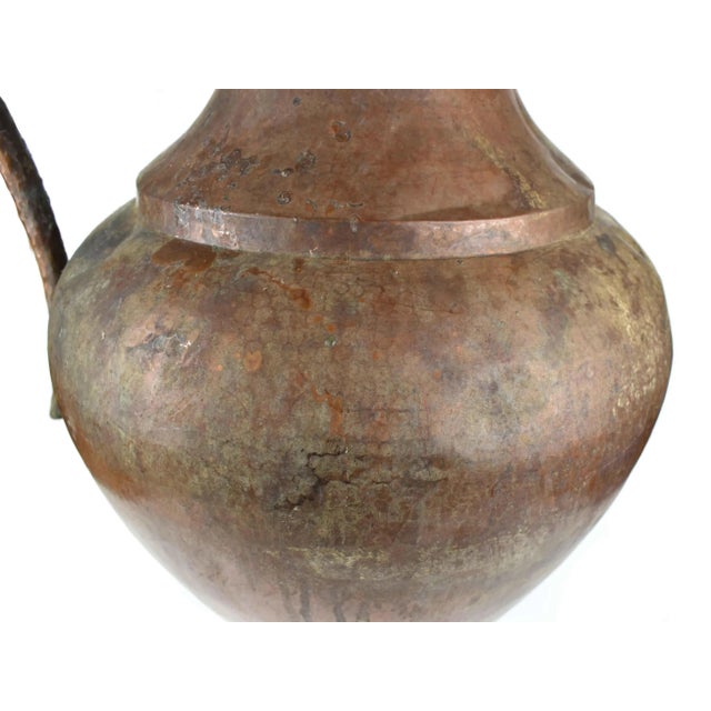 Italian Tall Ex-Large Hammered Solid Copper Pitcher Vase - Made in Italy For Sale - Image 9 of 13