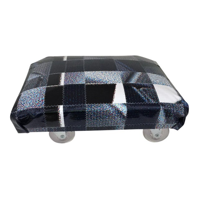 Upcycled Foot Stool on Casters For Sale