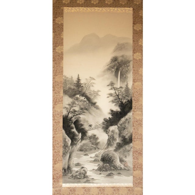Showa Era Japanese Sansui Scroll Painting by Keigen For Sale - Image 16 of 17