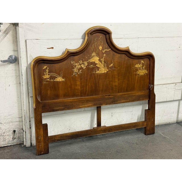 Gold Queen Size Phyllis Andrade for White Furniture Company Chinoiserie Headboard, Vintage For Sale - Image 8 of 12