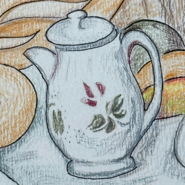 Paint Vintage Original Pencil Drawing French Bakery Still Life Signed Paul Besse For Sale - Image 7 of 11
