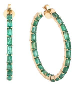 5.20 cts Natural Zambian emerald earrings in 14k gold