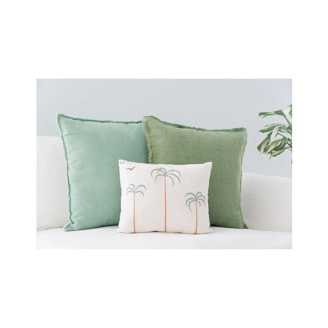 Contemporary Anaya Mint Green Soft Linen Pillow 26x26 For Sale - Image 3 of 4