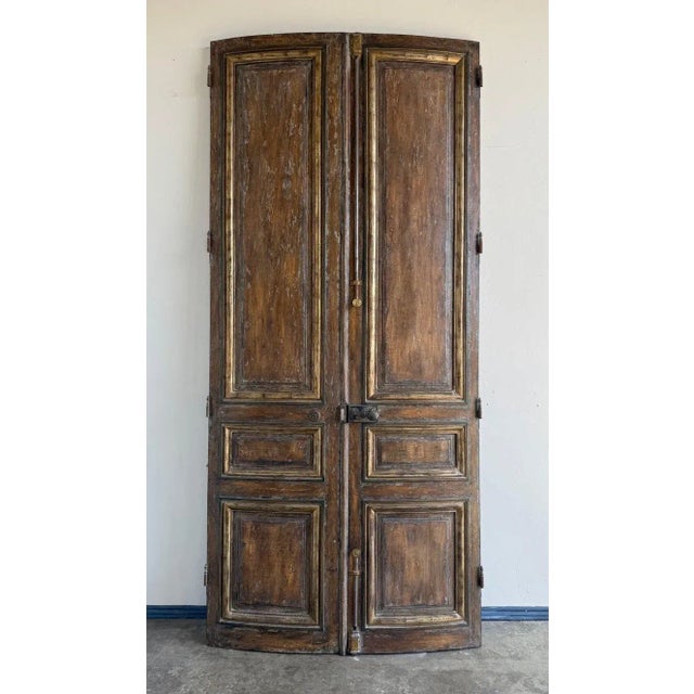 French Provincial 19th Century French Carved Doors With Distressed Wood and Gilt Accents For Sale - Image 3 of 15