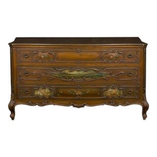 French Rococo Revival Antique Painted Commode Chest of Drawers, Early 20th Century For Sale