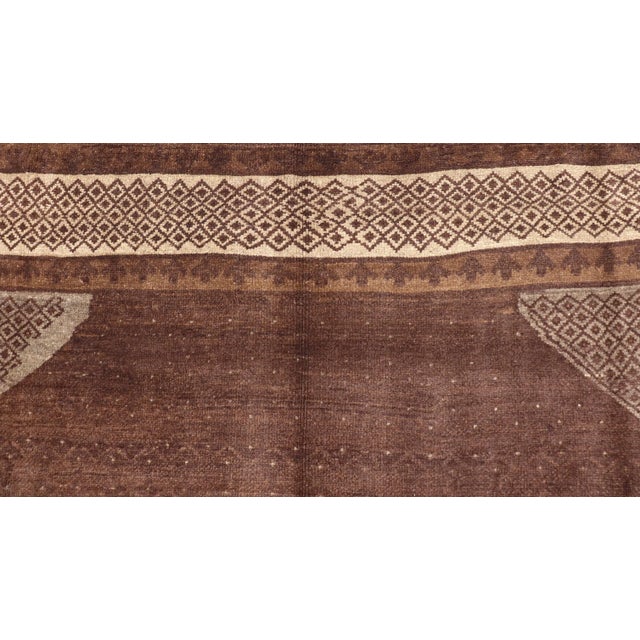 Vintage Turkish Kars Rug With a Modern Design in Shades of Brown and Ivory 7'7" X 10'4" For Sale - Image 4 of 12