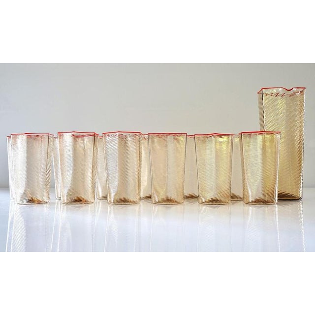Esagonali Tumblers and Pitcher in Murano Glass, Set of 13 For Sale - Image 4 of 18