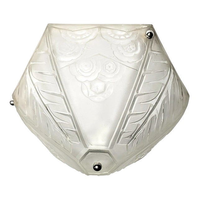 French Art Deco Hexagonal Flush Mount or Pendant Chandelier by Sabino For Sale