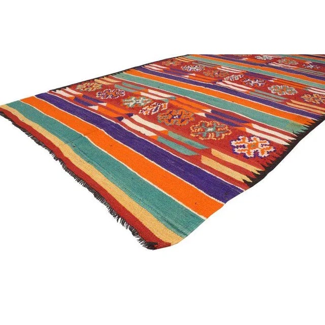 Mid-Century Modern Vintage Berber Moroccan Kilim Tribal Rug - 6′ × 11′5″ For Sale - Image 3 of 4