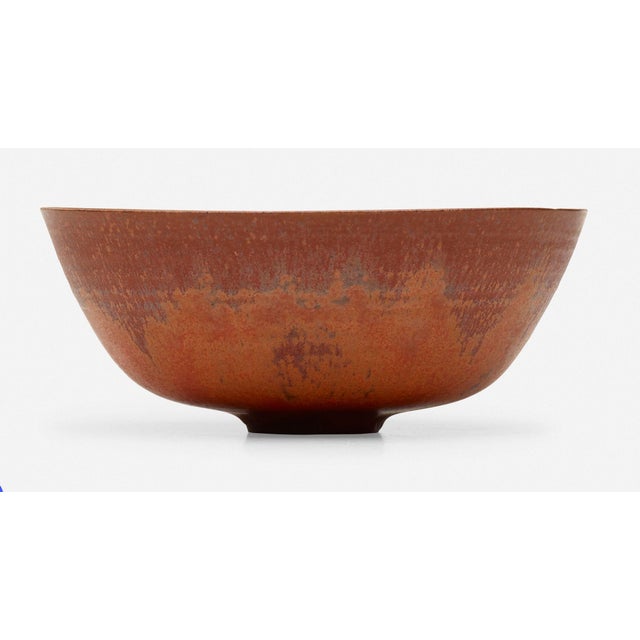 Gertrud and Otto Natzler Bowl Earthenware With Flame Red Mat Glaze 1945 For Sale In Chicago - Image 6 of 7