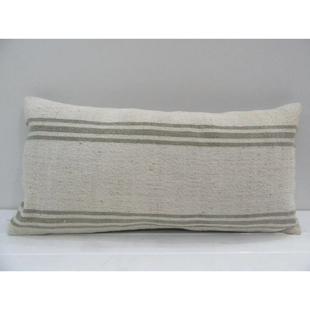 Turkish Handmade Ivory Striped Kilim Pillow Cover For Sale - Image 4 of 4