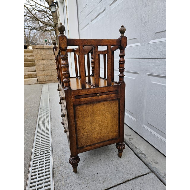 Victorian Walnut and Leather Canterbury or Magazine Book or Music Rack by Jonathan Charles For Sale - Image 3 of 12
