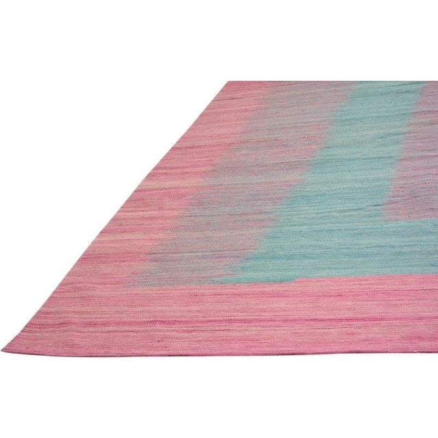 1980s Vintage Mazandaran Modern Hand Made Wool Kilim Rug,8'1"X9'7" For Sale - Image 5 of 6