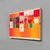 Italian modern geometrical silkscreen print with collage on paper, 1970s Silkscreen print with collage elements on orange...