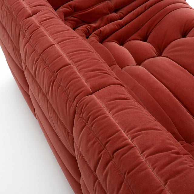 Vintage Ligne Roset Togo Medium Sofa in Dark Pink Velvet For Sale - Image 12 of 12
