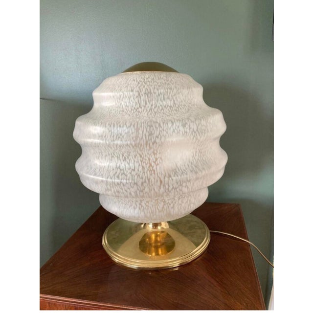 1970s Vintage Table Lamp in Speckled Glass and Brass from Verrerie De Clichy, 1970s For Sale - Image 5 of 13