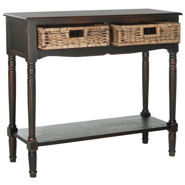 British Colonial styling is updated in the pretty and practical Corbin console with woven rattan pull out drawers. Pine in...
