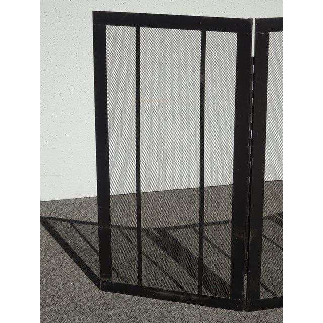 Vintage French Country Black Three Panel Fireplace Screen For Sale - Image 4 of 16
