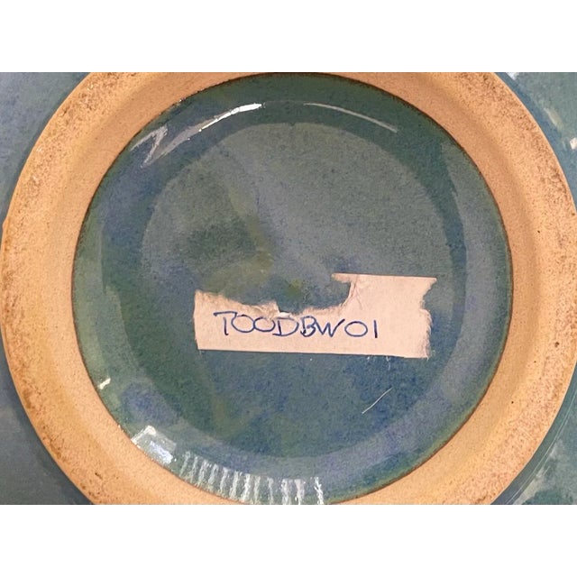 Vintage Blue Leaf Studio Pottery Bowl For Sale - Image 9 of 9