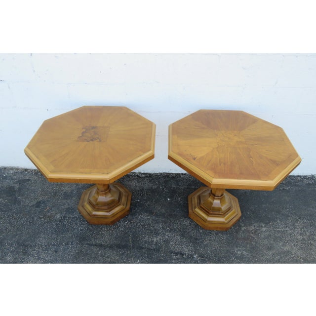 Mid Century Modern Octagon Pair of Side End Tables by Weiman For Sale In Miami - Image 6 of 13