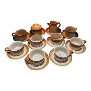 1970s Mikasa Potters Art Ben Seibel Country Cabin Pf852 Mug Cup & Saucer Set- 21 Pieces