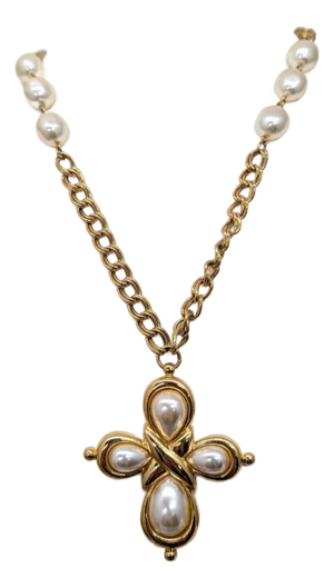 Vintage Signed Napier Goldtone Faux-Pearl Pendant Necklace, 1989