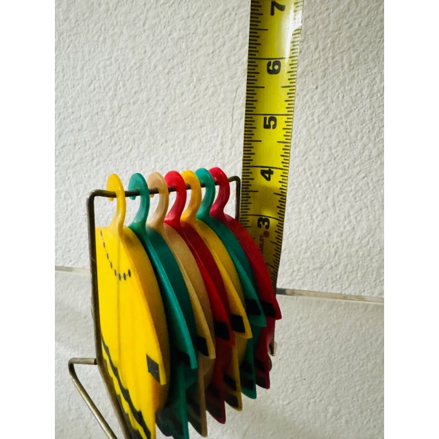 Wood Vintage Victor Goldman Hanging Clothes Drink Coaster Set From Hong Kong For Sale - Image 7 of 9