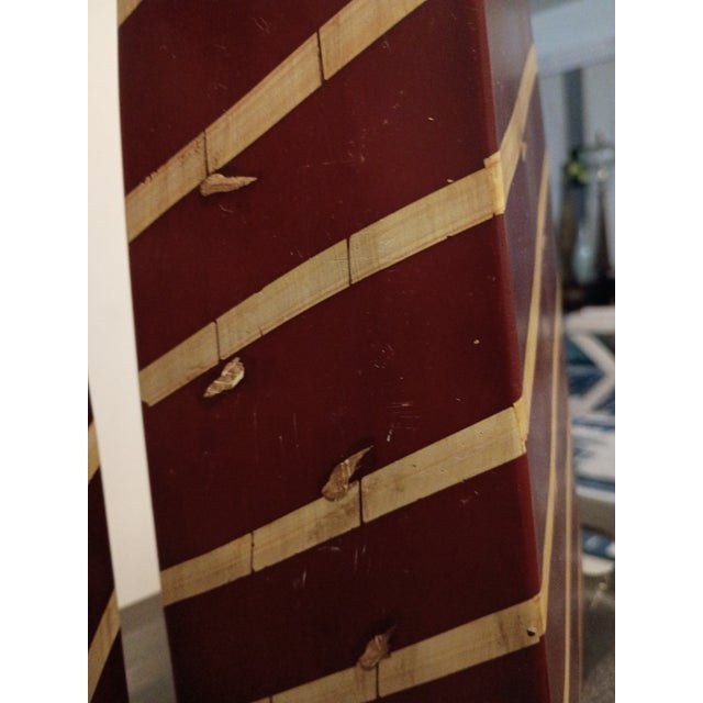 F-006 Pair of Mid-Century Modern Abstract Carved Bamboo Sculptures in Oxblood For Sale In Tampa - Image 6 of 6