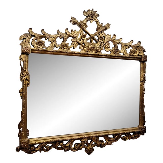 Spectacular Baroque Style Floral Carved Victorian Mirror For Sale