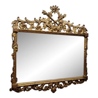 Spectacular Barque Style Floral Carved Victorian Mirror For Sale