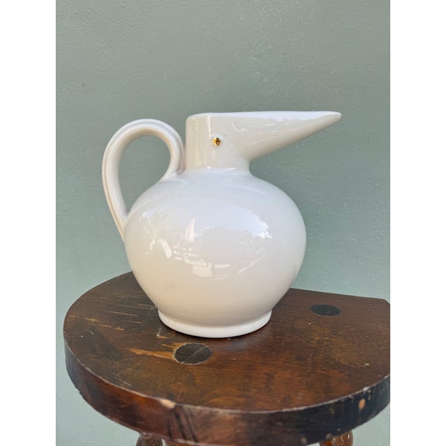 Vintage 1970s Mid-Century Modern Porcelain Toucan Bird Pitcher — Tropical MCM Decor For Sale - Image 4 of 7