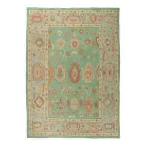 Green Oushak Turkish Rug, 09'11 X 13'08