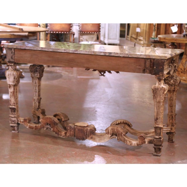 18th C. French Louis XIV Bleached Walnut Console Table With Breccia Marble Top For Sale - Image 12 of 12