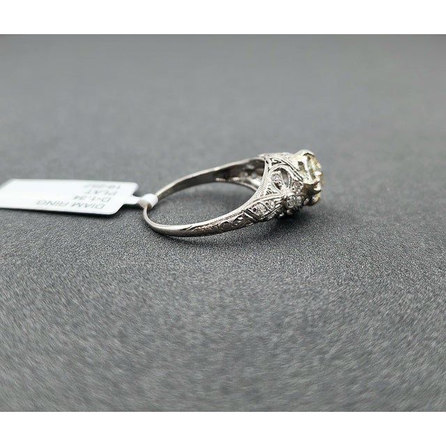 Silver 1.69 Ct Old European Cut Diamond Ring Size 7.5 For Sale - Image 8 of 9