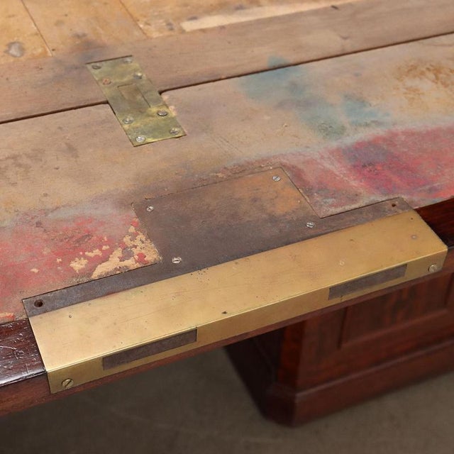 Wood Antique Writing Desk in Mahogany and Oak For Sale - Image 7 of 15