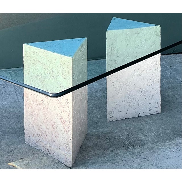 This striking pair of vintage plaster pedestals combines bold geometric form with an organic faux coral texture, creating...